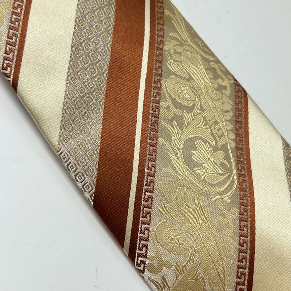Sparks John Sparks Beige Ivory Chestnut Diagonal Stripe Jacquard Print Tie - Picture 4 of 11